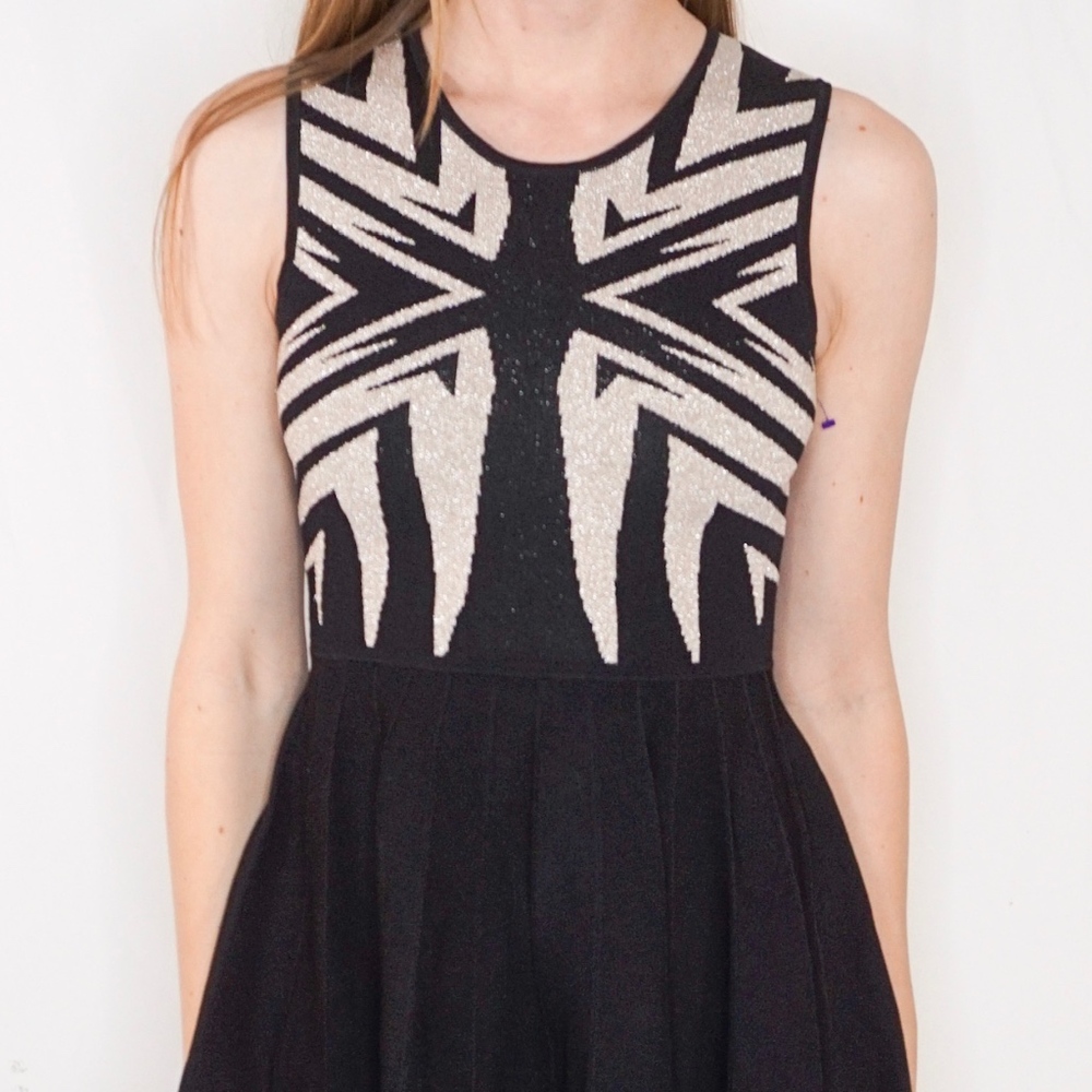 Zac Posen Knit Sparkle Fit Flare Mini Dress S 0768 - Picture 6 of 7